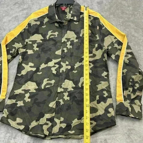 Guess Shirt Mens Size Large Green Frankie Camo Button Up Cotton Casual - Picture 2 of 9